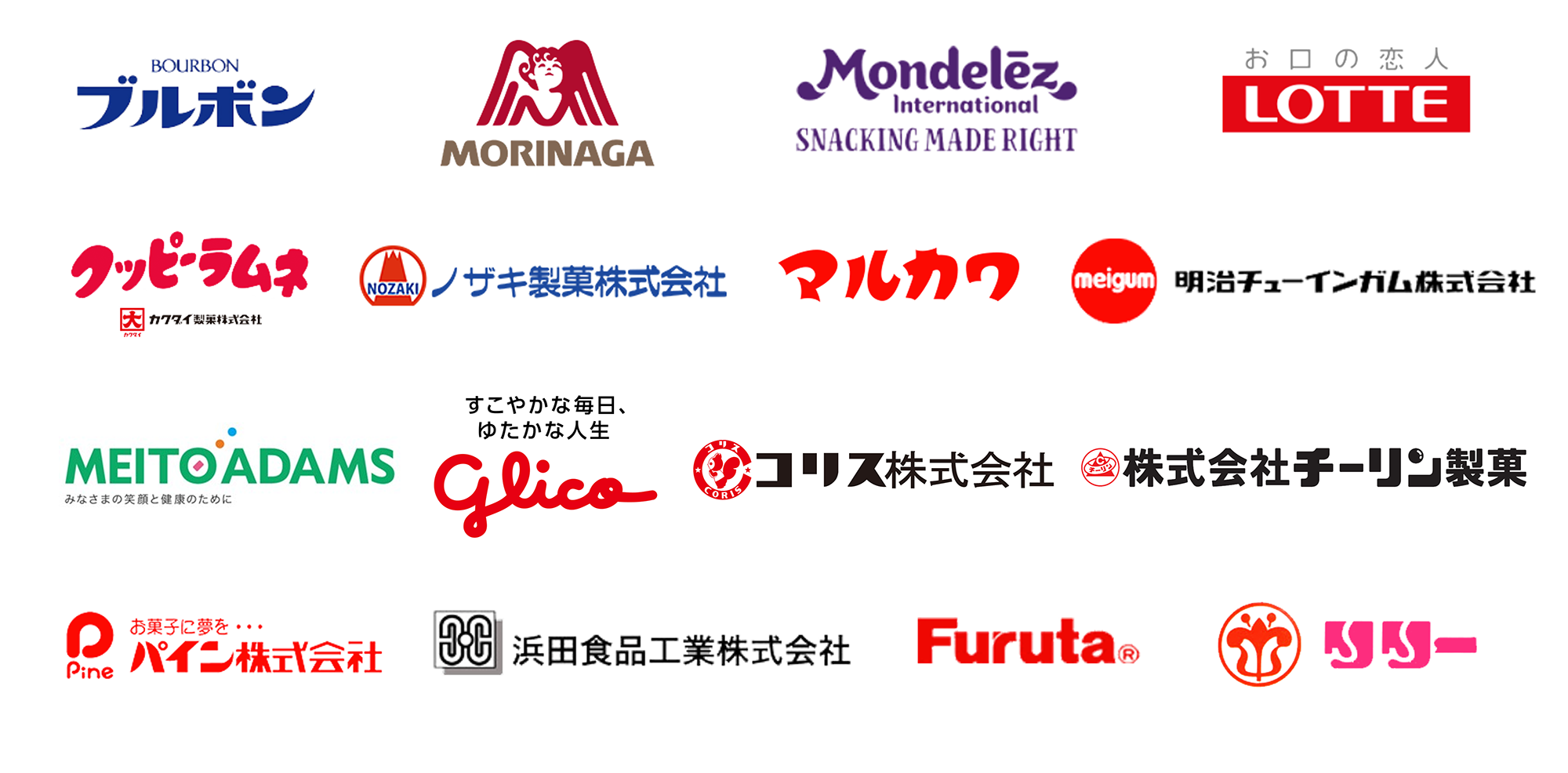 日本チューインガム協会各社ロゴ